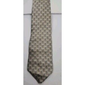 Palatina Mens 100% Silk  Geometric Made in USA 4.5 neutral colors Blue Cream Vtg